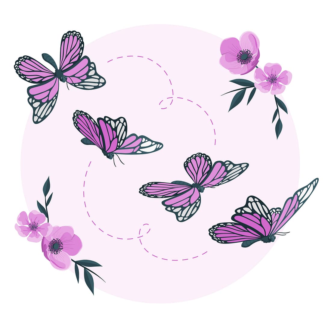 logo de ephemere beauté en Dordogne,dans le Périgord vert;ses papillons violets et les fleurs d'hibiscus représentent la beauté qui est ephemere.Il faut la préserver pour qu'elle dure dans le temps